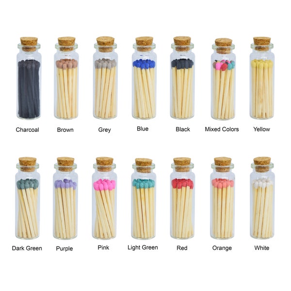 2" Inch Matchsticks in a Decorative Cork Vial glass - Matches Bottle Matchsticks - 20 or 40 Matches Bottles