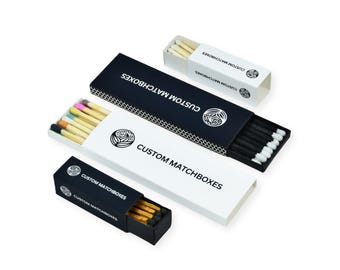 Custom Matchboxes - Set of 10 - Personalized - Colorful Matchsticks - Matchboxes, Custom Matchbox - Your Design - Personalized Matchboxes