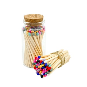 Mixed Colors Safety Matches in Jar - Strike On Bottle  Glass Jar 3" Inch Matchsticks