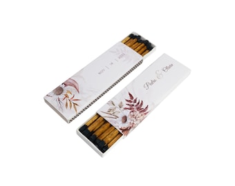Custom Matchboxes - Set of 10 - Personalized - 4" Inch Long - Colorful Matchsticks - Weddings – Wedding Favor - Matchboxes, Custom Matchbox