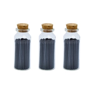2" Matchsticks in Jar - Perfect for Gifts, Match Holder Bottle, Wedding Matches, Match Striker Bottom - Charcoal