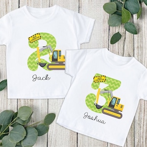 Construction themed Birthday T shirts. Personalised Birthday Gift. 1st,2nd,3rd Birthday. Customisable Number Building Birthday Shirt.