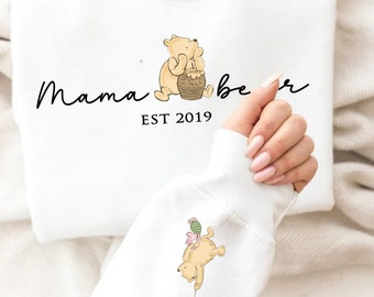 Mama Bear Sweatshirt. Personalised Mum Sweatshirt with children's names. Winnie the Pooh Sweatshirt  gift for Mum. Mama Bear Jumper.