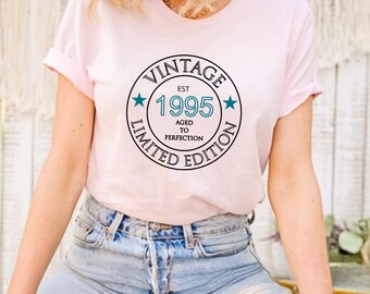 Personalised 30th Birthday t shirt.Born in 1995 birthday tshirt. Birthday girl, 30th Birthday Tops. Birthday gift. 30th birthday t-shirt.