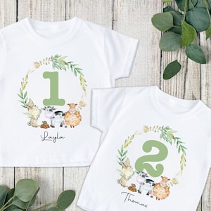 Personalised Number Birthday T shirt. Animal themed Birthday T-shirt. 1st,2nd,3rd Birthday. Customisable Animal Birthday Shirt.