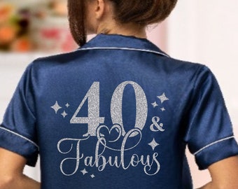40th Birthday Pyjamas. Personalised 40th Birthday pjs. Fortieth Birthday pyjamas. 40th Birthday Gift, 40th Birthday, birthday gift.