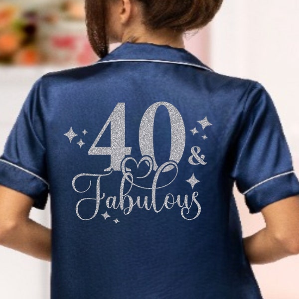 40th Birthday Pyjamas. Personalised 40th Birthday pjs. Fortieth Birthday pyjamas. 40th Birthday Gift, 40th Birthday, birthday gift.