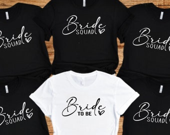 Bride Squad Hen Party T-shirts. Hen party Tees Bride Tribe, Team Bride, Bridal Party Shirts, Bachelorette T-shirts. Wedding tops Hen night.