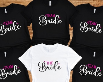 Team Bride T-shirts. Personalised Hen party Tees. Team Bride, Bridal Party Shirts, Bachelorette T-shirts. Wedding tops Hen Party.