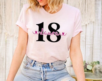 Personalized 18th Birthday T-Shirt: Custom Name, Handmade Cotton Tee