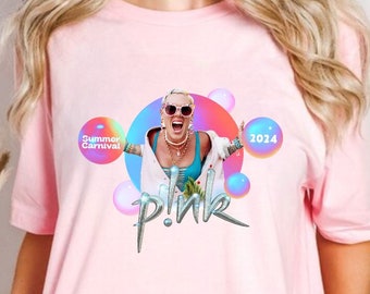 Pink tshirt. Personalised Summer Carnival 2024 Tour Tshirt. Custom Concert t shirt Summer Carnival tour 2024. P!nk T-shirt. Trustfall album