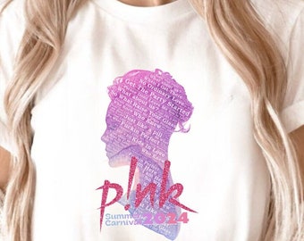 Unique Pink concert t shirt. Personalised Summer Carnival 2024 Tour Tshirt.Concert t shirt Summer Carnival tour.P!nk T-shirt.Trustfall album