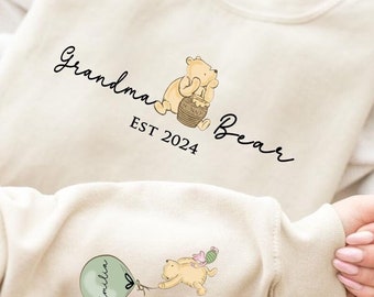 Grandma Bear Sweatshirt. Personalised Grandma jumper with grand children's names.