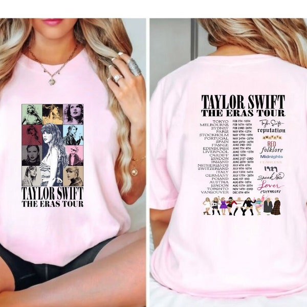 Taylor Swift Konzert-T-Shirt für die Eras-Tour 2024. Personalisiertes Konzert-T-Shirt. Taylor Swift T-Shirt.