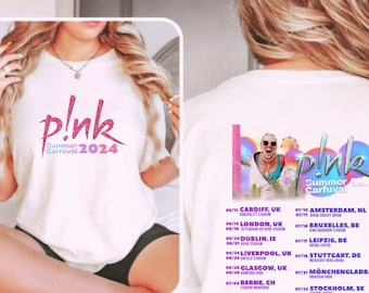 Personalised Pink Tour Tshirt. Concert t shirt for the Summer Carnival tour 2024. Summer Carnival 2024.Concert P!nk T-shirt. Trustfall album