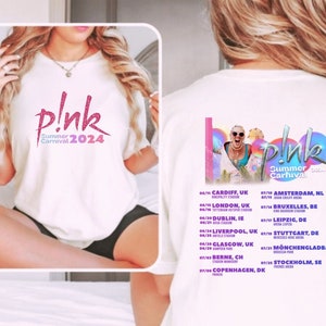 Personalised Pink Tour Tshirt. Concert t shirt for the Summer Carnival tour 2024. Summer Carnival 2024.Concert Pnk T-shirt. Trustfall album image 1