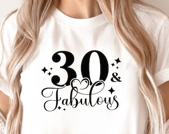 30th Birthday t shirt. Personalised 30th & fabulous birthday tshirt. Birthday girl, Birthday Tops. Birthday gift. 30th birthday t-shirt.