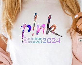 Pink concert tshirt. Personalised Summer Carnival 2024 Tour Tshirt. Concert t shirt Summer Carnival tour 2024. P!nk T-shirt. Trustfall album