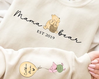 Mama Bear Sweatshirt. Personalised Mum Sweatshirt with children's names. Winnie the Pooh Sweatshirt  gift for Mum. Mama Bear Jumper.