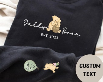 Fathers Day Sweatshirt gift. Personalised Daddy Bear Sweatshirt with children's names. Winnie the Pooh Sweatshirt. Daddy Bear Jumper.