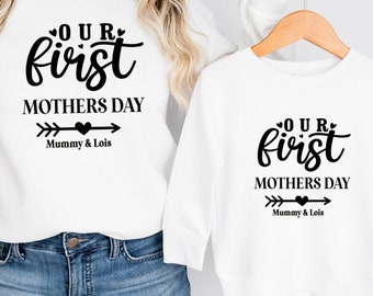 Personalised First Mother's Day Sweatshirts: Matching Mama & Mini Set