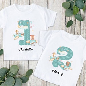 Personalised 1st 2nd 3rd 4th Birthday T-shirt. Aeroplane themed Birthday number tshirt. Personalized Birthday Gift.Customised Birthday Shirt