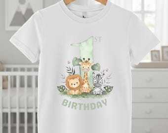 1st Birthday Kids Safari T shirt. Children's 1st birthday t shirt. 2nd birthday t-shirt, birthday boy, girl shirt.
