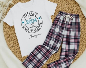 Personalized 21st Birthday Pajamas: Born 2004 PJs, Custom Name
