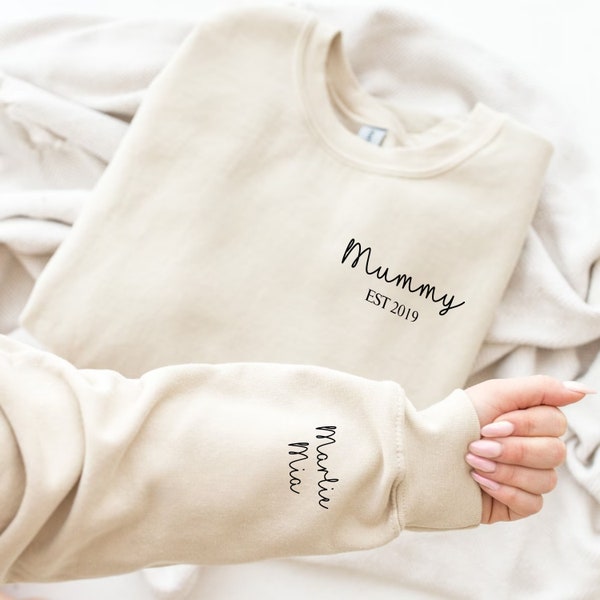 Mummy Est Sweatshirt. Personalised Sweater for Mum. Mummy Jumper, gift for her, Mothers day.. Mama Jumper. Personalized Sweatshirt. Mum top.