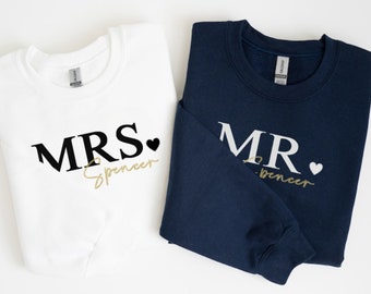 Mr & Mrs Sweatshirts, frisch verheiratetes Geschenk, Wifey Sweatshirts, Ehemann Sweatshirts, gerade verheiratet, Braut und Bräutigam Geschenk. Hochzeit Pullover.