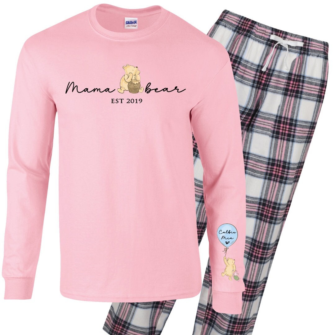 Mama Bear Pyjamas. Personalised Mum Pyjamas With Children s Names. Winnie the Pooh Pjs Gift for Mum. Mama Bear. Mothers Day Gift. Etsy