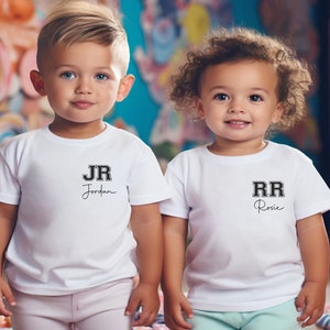 Camiseta Infantil Inicial con nombre. Camiseta infantil personalizada Cute Kids top para niño. Regalo infantil.