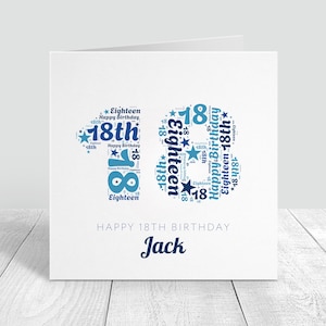 18e verjaardagskaart, verjaardagskaart, 18e kaart, achttien, 18e jongensverjaardagskaart, 18e kaart broer, kleinzoon, neef, gepersonaliseerde kaart