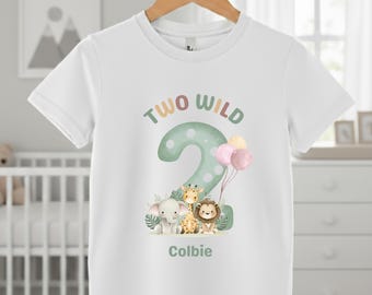 Maglietta di compleanno per bambini con due personaggi fantastici. Maglietta personalizzata per il secondo compleanno del bambino, maglietta per festeggiato, maglietta per festeggiata.