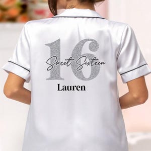 Personalised 16th Birthday Pyjamas. 16th pyjamas. Personalised Birthday pyjamas. 16th Birthday Gift, sweet 16 Birthday pjs, birthday gift.