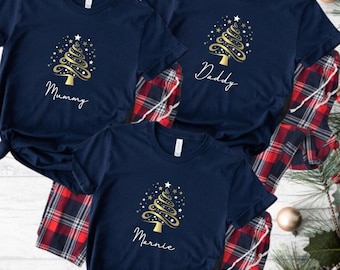 Personalized Christmas Tree Family Pajamas: Matching Christmas Eve PJs