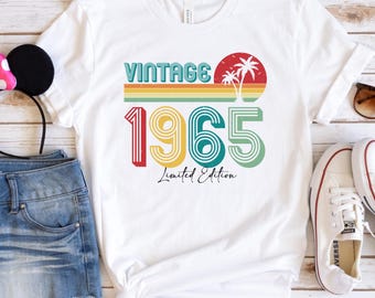 Ladies 60th Birthday t shirt. Personalised vintage 60th Birthday gift for her, best friend. Sixtieth birthday outfit. 1965 Vintage Shirt.