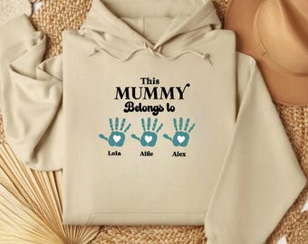 Mummy Hoodie. Personalised Sweater for Mum with Children's names Mummy hooded sweatshirt, gift for her, Mothers day. Personalized top.