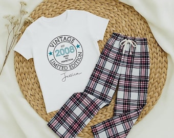 Personalised 18th Birthday Pajamas: Born in 2008, Glitter Print PJs