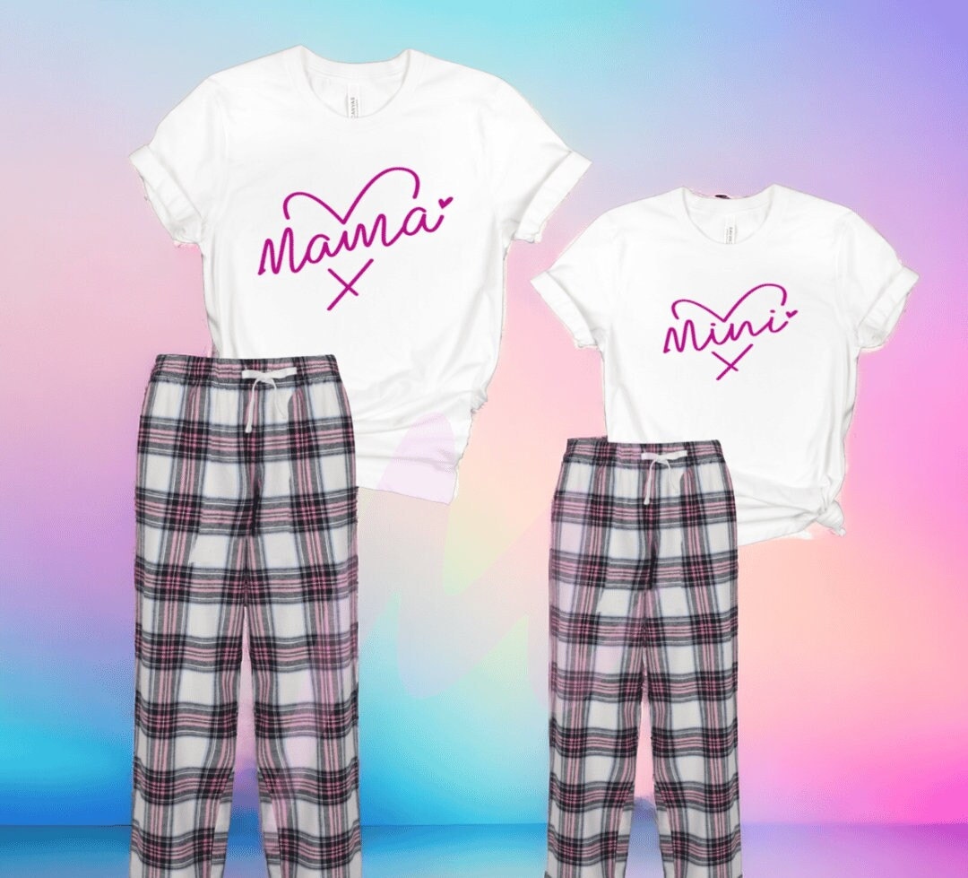 Mama and Mini Matching Pyjamas. Personalised Mum and Mini Pjs. Twinning Pjs. Mothers Day Gift. Checked Pyjamas Etsy Canada