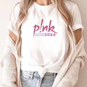 Personalised Pink Tour Tshirt. Concert t shirt for the Summer Carnival tour 2024. Summer Carnival 2024.Concert Pnk T-shirt. Trustfall album image 4