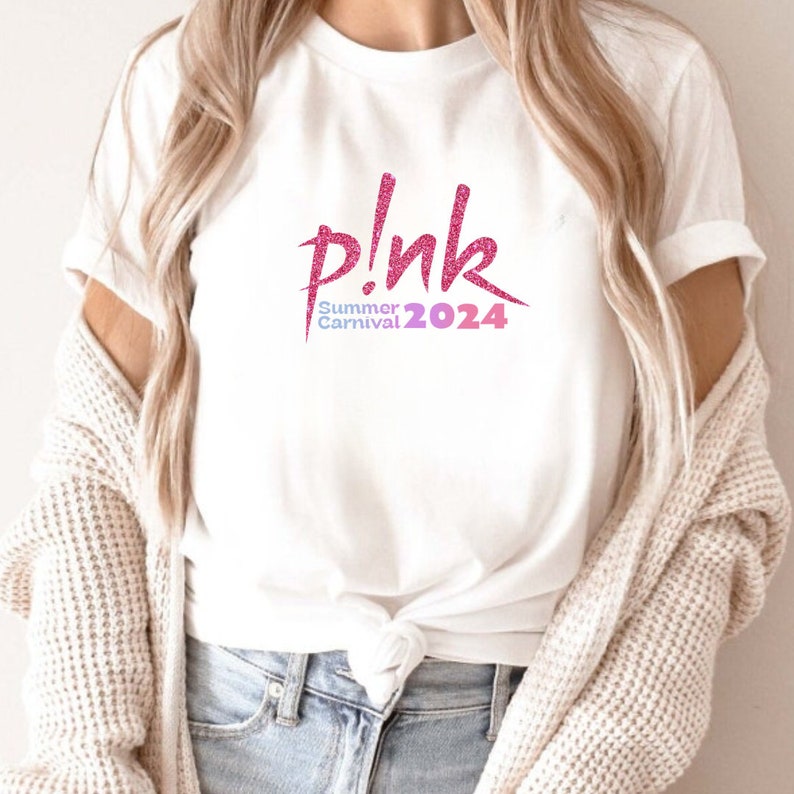 Personalised Pink Tour Tshirt. Concert t shirt for the Summer Carnival tour 2024. Summer Carnival 2024.Concert Pnk T-shirt. Trustfall album image 4