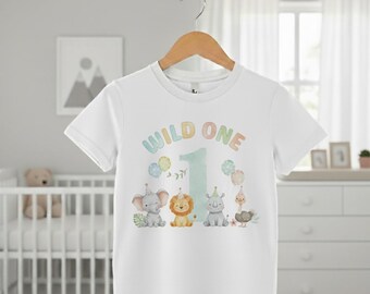 Wild one 1st birthday safari t shirt. Personalised kid's 1st birthday tshirt. First birthday t-shirt, birthday boy, girl shirt.