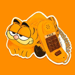 Orange Cat Phone Sticker / Gorf Sticker / Cute Sticker / Cartoon Sticker / Laptop Sticker / Vinyl Garf Sticker / Nostalgic Stickers
