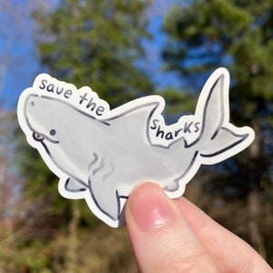 Save The Sharks Vinyl Aufkleber | Haie | Hai Aufkleber | Niedliche Kawaii Aufkleber