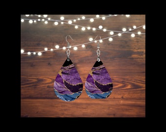 Teardrop Earring PNG Bundle: Purple & Gold Design (Digital Download)