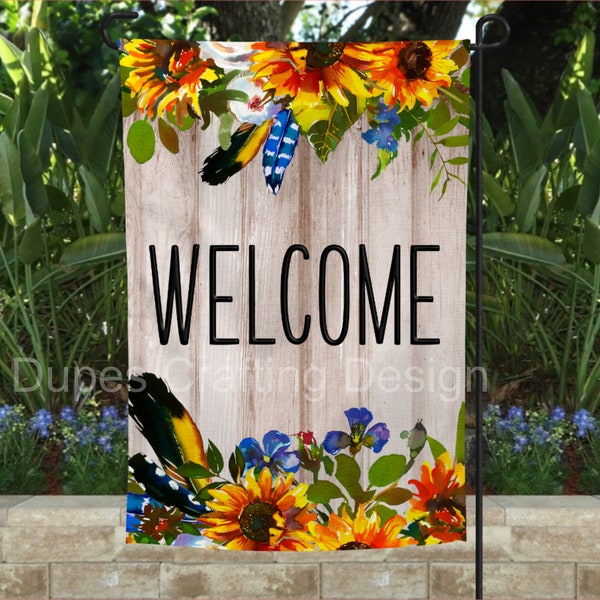 RTS Sublimation Transfer - Ready to Press Transfer - Full Color - Ready to Ship - Welcome Yard sunflowerFlag TRANSFER ONLY