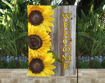Welcome Sunflower Sublimation Transfer - Ready to Press Transfer - Full Color - Ready to Ship - Welcome Yard Flag - Farmhouse TRANSFER ONLY