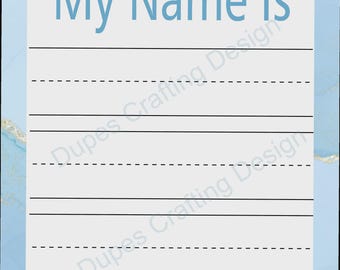 Blue Name Tracing Board Sublimation Design (Digital Download)