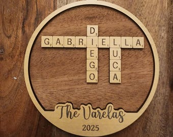 Family Scrabble tile ornaments